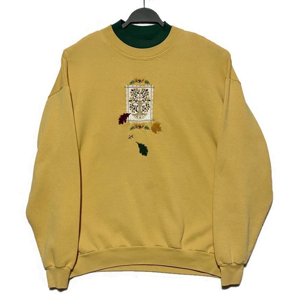 Pleasant Shade Pullover Sweatshirt Women's XL Golden Yellow Fall Tree and Leaves